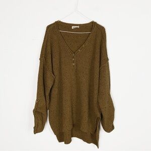 In Loom Womens Oversized Button Sweater Brown Slouchy Boxy size M/L Wool blend